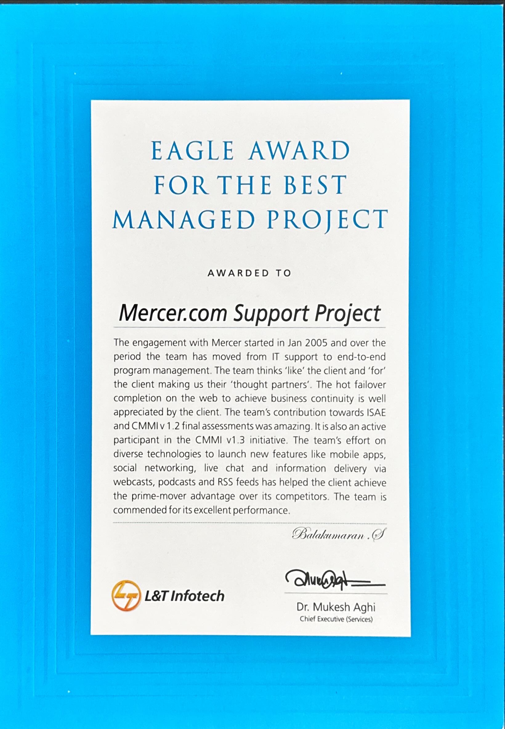 LnT Best Managed Project