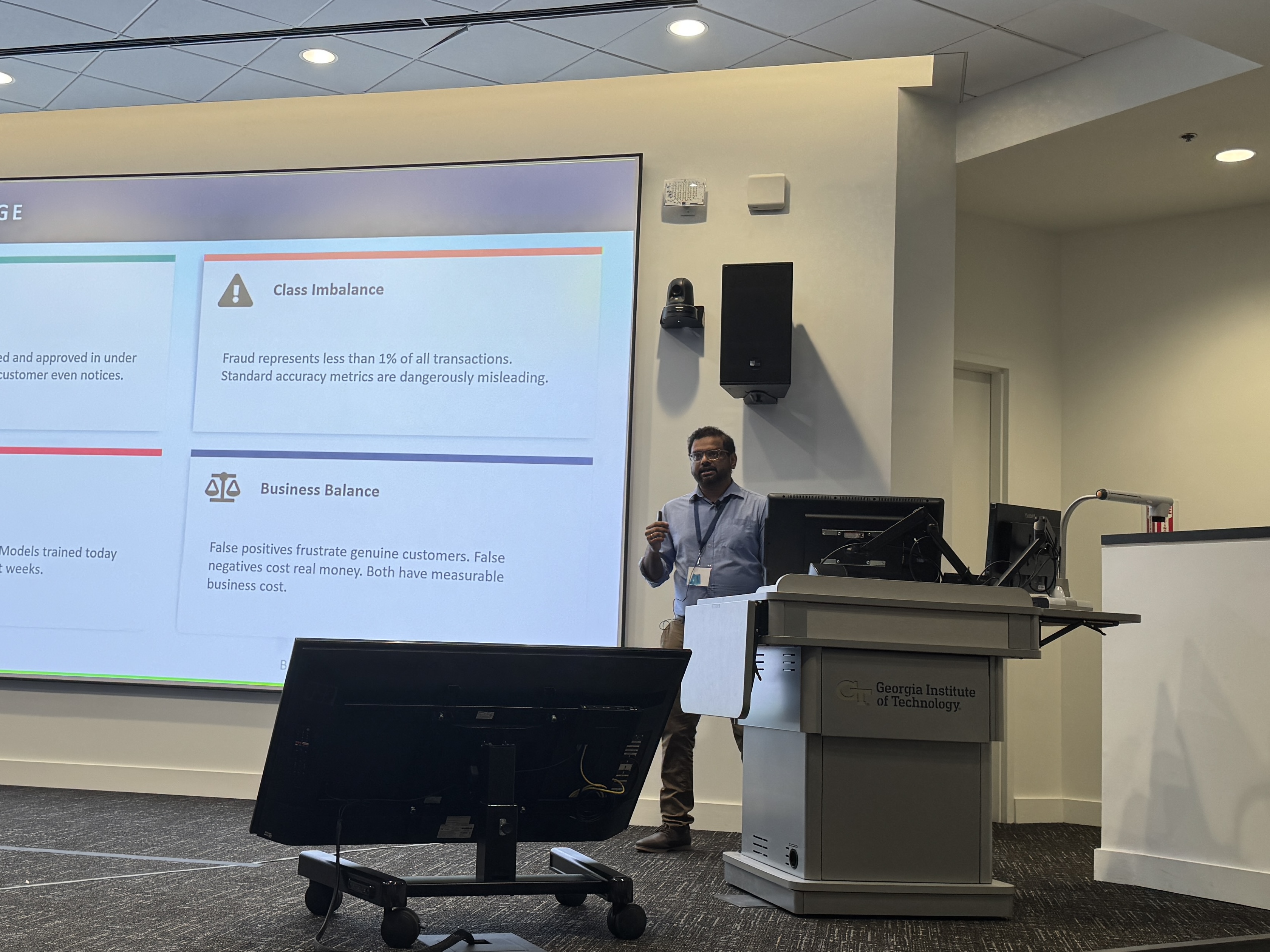 Balakumaran speaking at Georgia Tech Conference